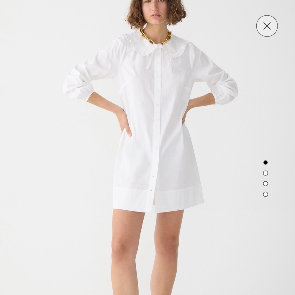 J. Crew ruffle-collar mini shirt dress in cotton poplin